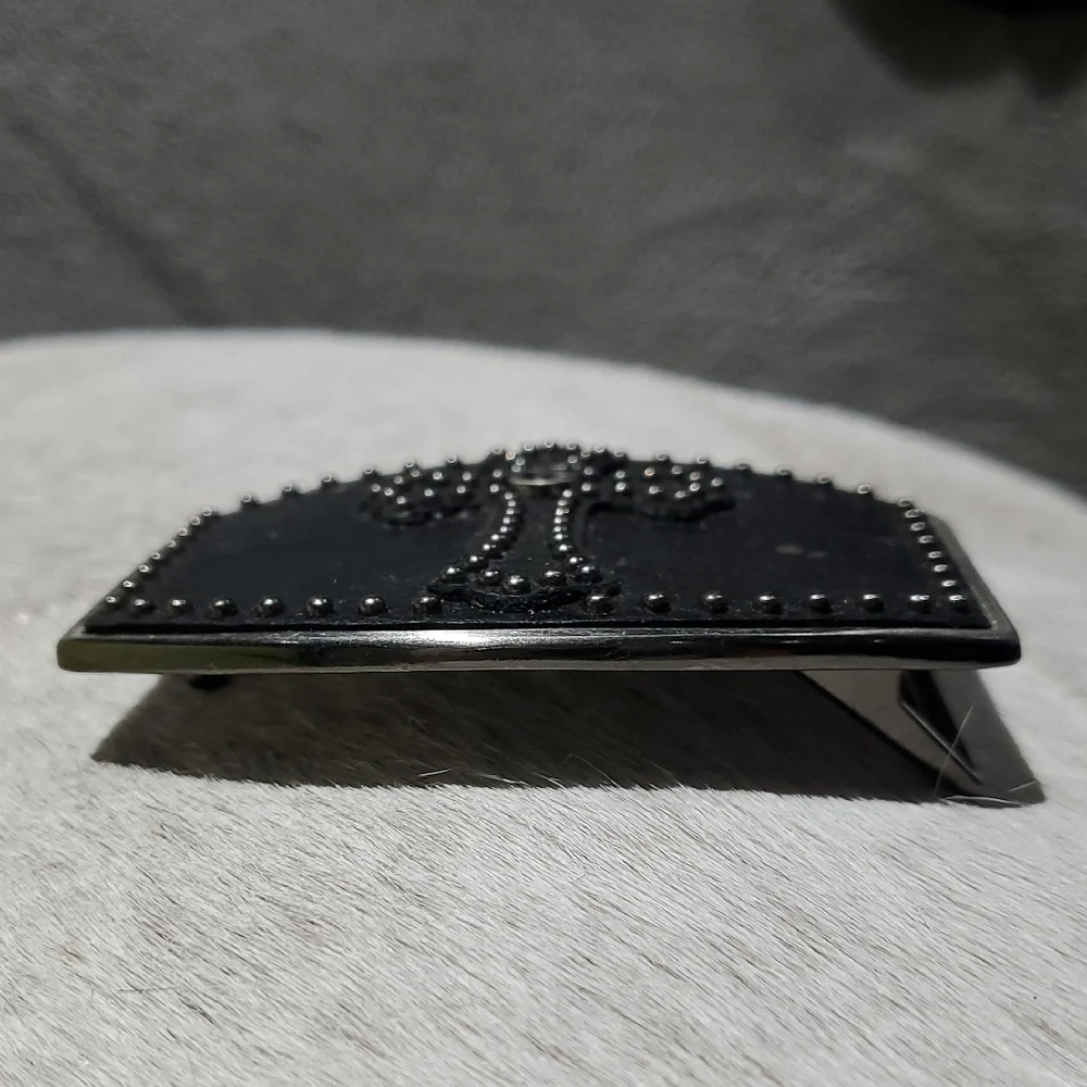 Guess Black and Silver Cross Belt Buckle